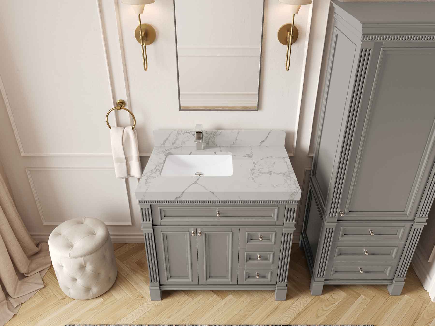 Paris 36 in. W x 22 in. D Left Offset Sink Bathroom Vanity - Willow Bath and Vanity
