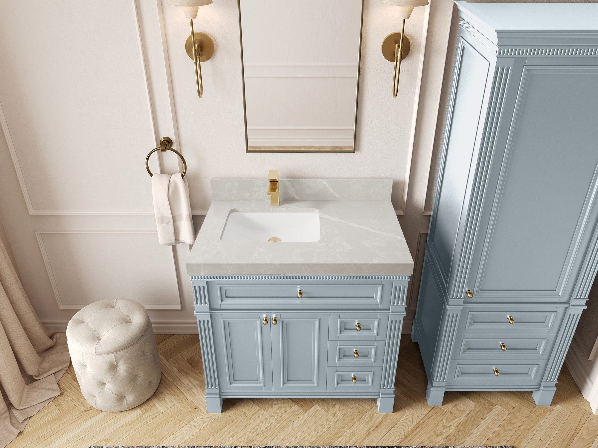 Paris 36 in. W x 22 in. D Left Offset Sink Bathroom Vanity - Willow Bath and Vanity