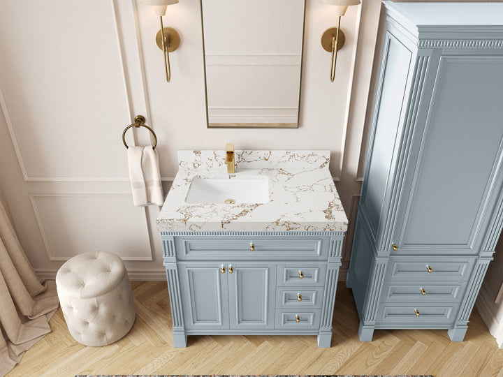 Paris 36 in. W x 22 in. D Left Offset Sink Bathroom Vanity - photo 37