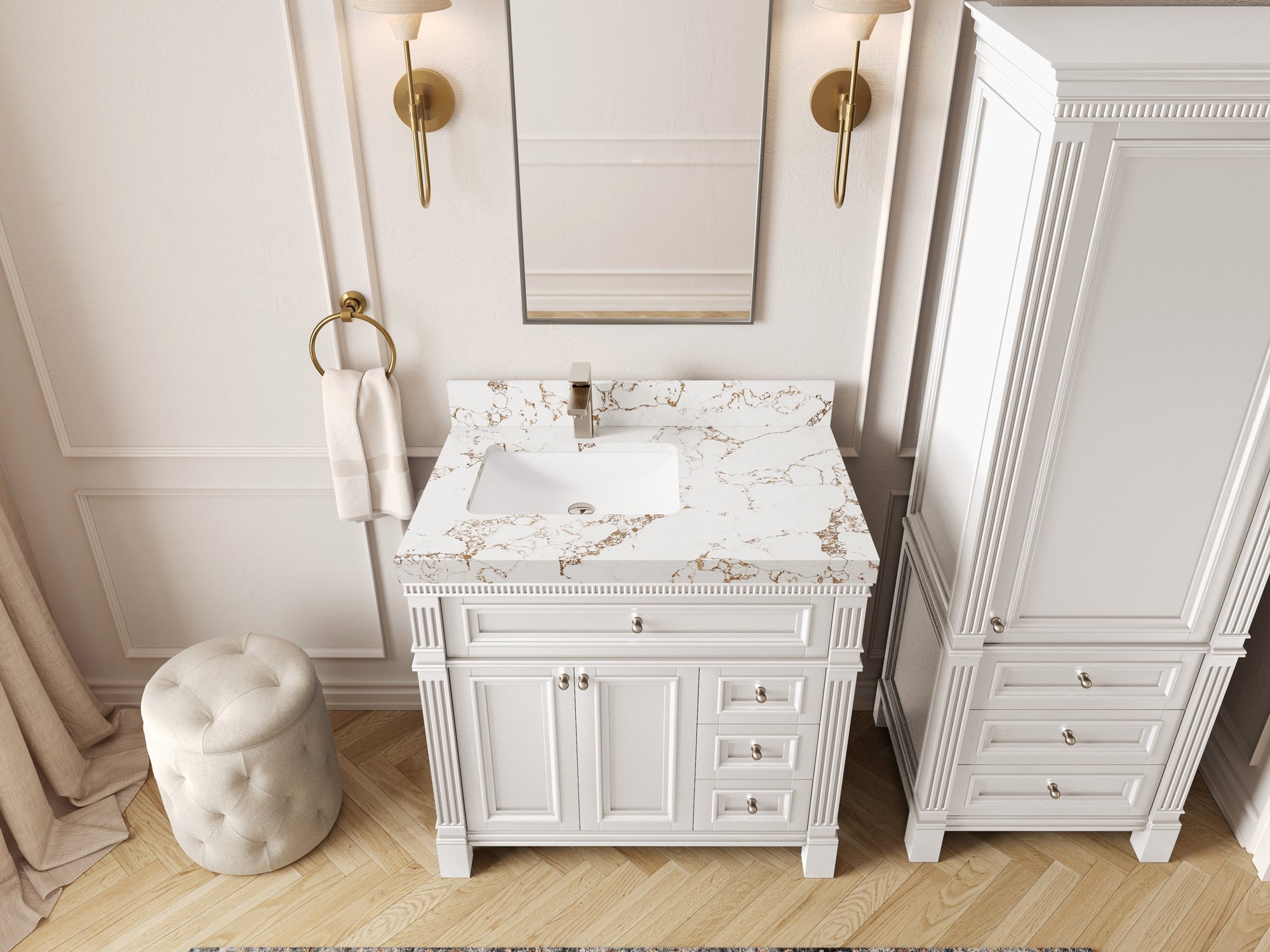 Paris 36 in. W x 22 in. D Left Offset Sink Bathroom Vanity - Willow Bath and Vanity