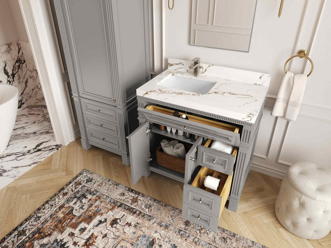 Paris 36 in. W x 22 in. D Left Offset Sink Bathroom Vanity - Willow Bath and Vanity