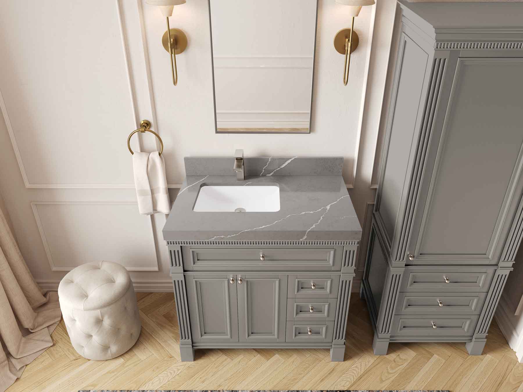 Paris 36 in. W x 22 in. D Left Offset Sink Bathroom Vanity - Willow Bath and Vanity