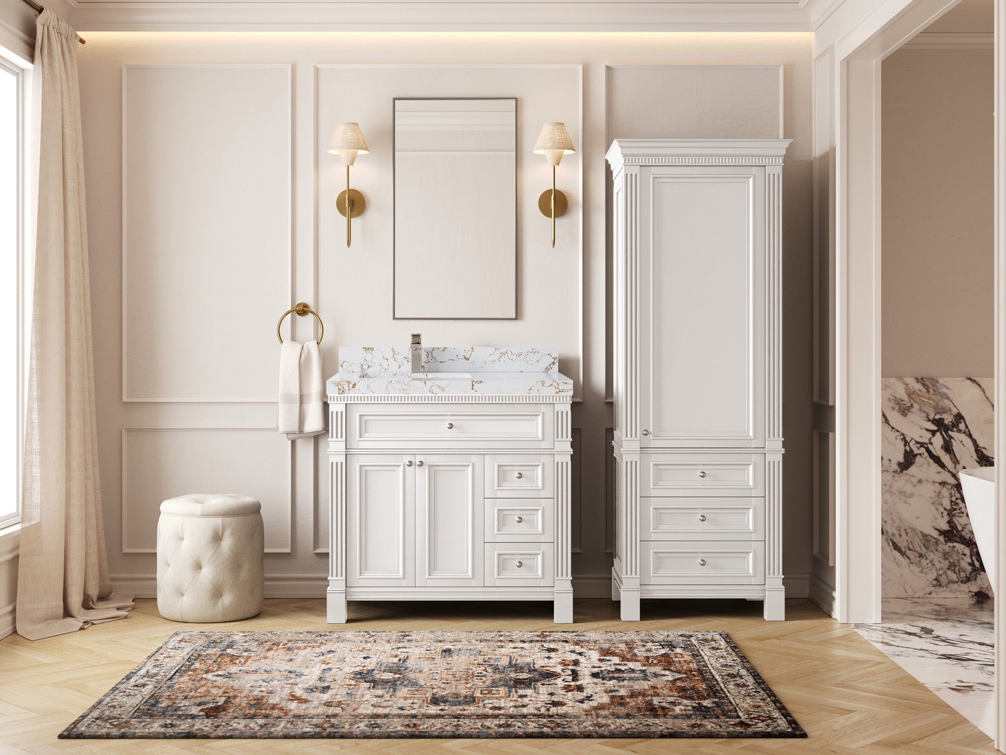 Paris 36 in. W x 22 in. D Left Offset Sink Bathroom Vanity - Willow Bath and Vanity