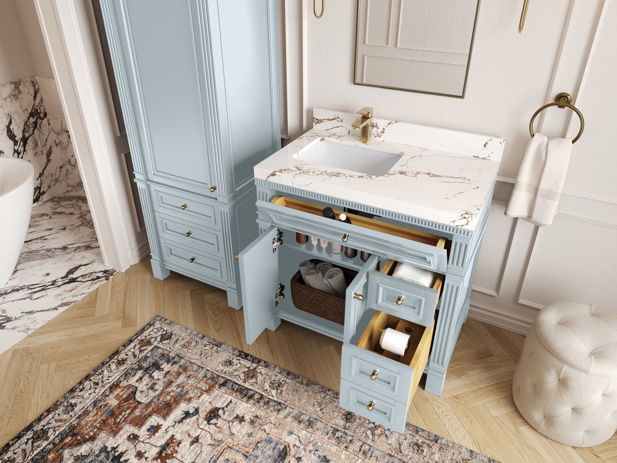 Paris 36 in. W x 22 in. D Left Offset Sink Bathroom Vanity - Willow Bath and Vanity