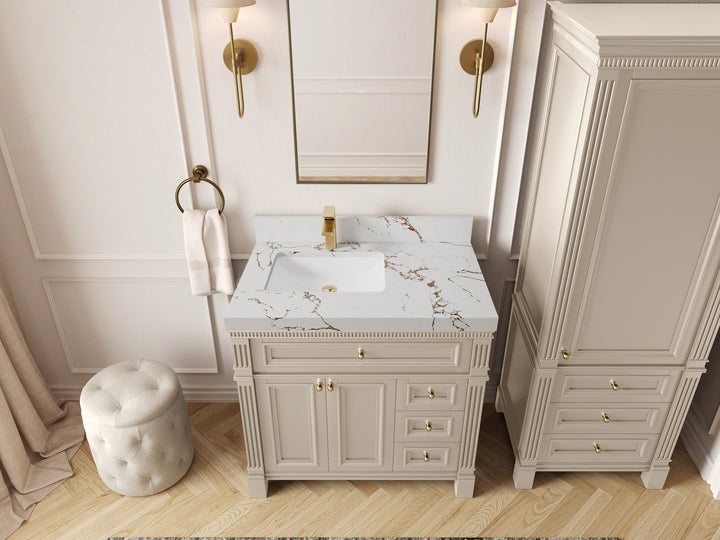 Paris 36 in. W x 22 in. D Left Offset Sink Bathroom Vanity - photo 31