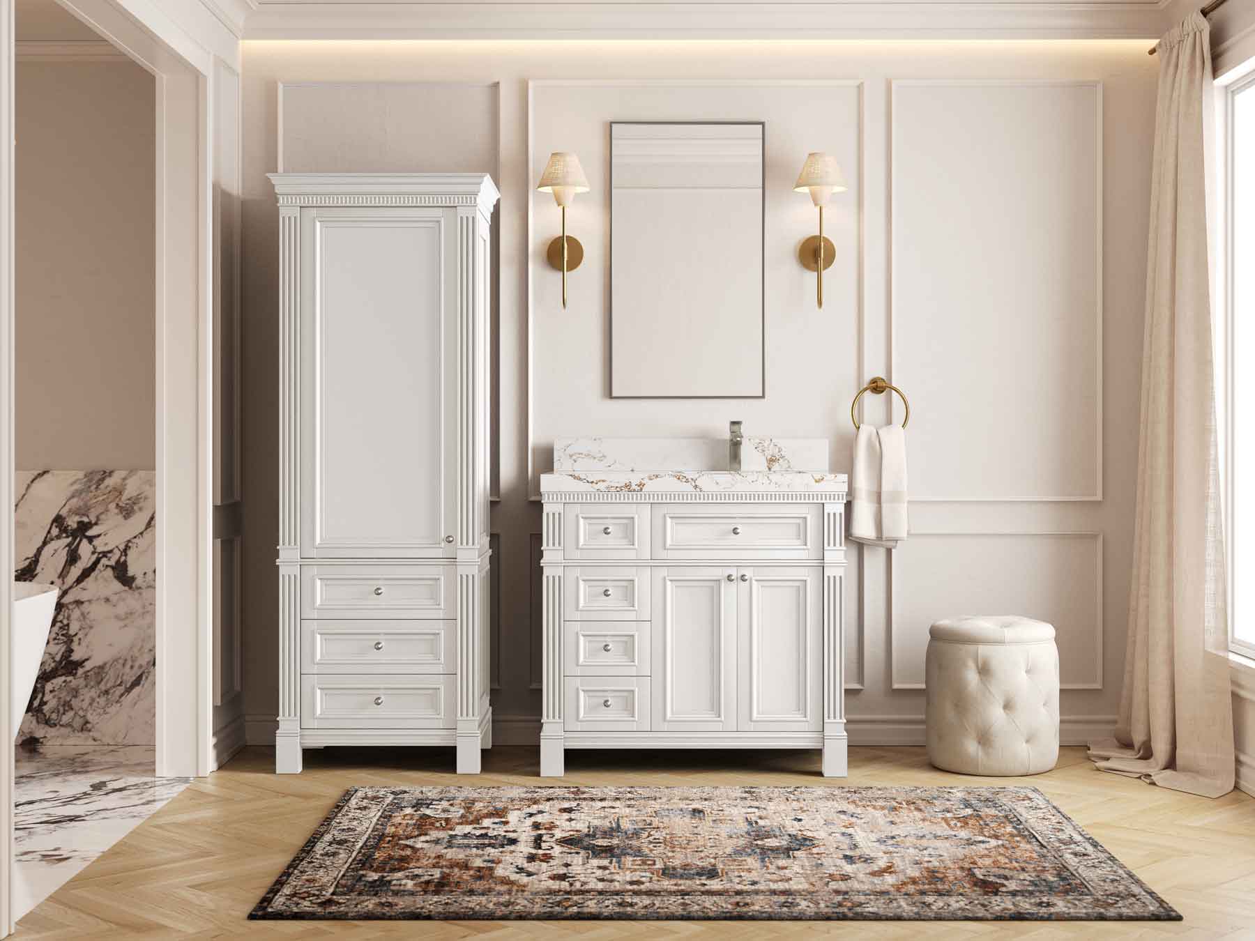 Paris 36 in. W x 22 in. D Right Offset Sink Bathroom Vanity - Willow Bath and Vanity