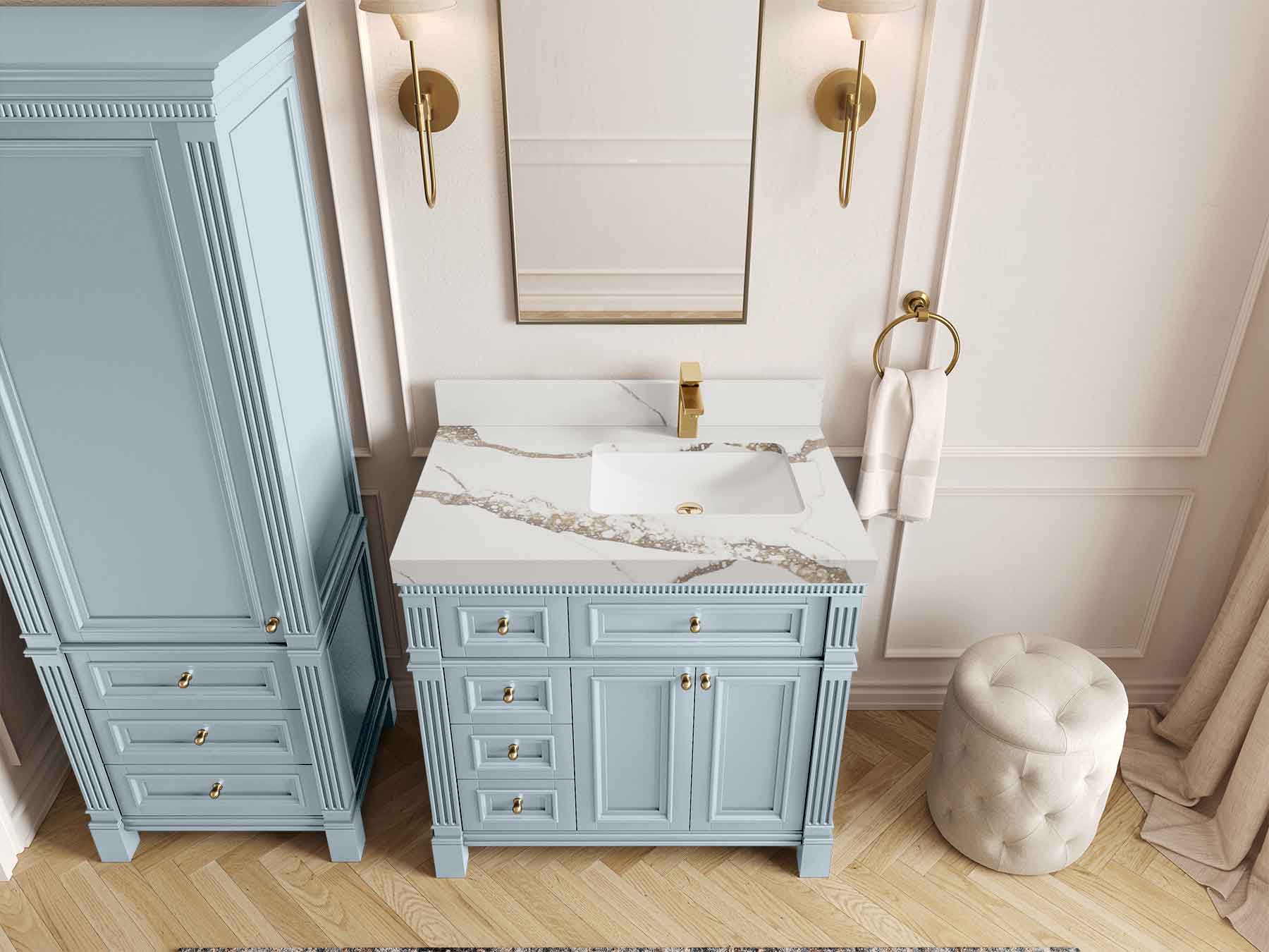 Paris 36 in. W x 22 in. D Right Offset Sink Bathroom Vanity - Willow Bath and Vanity