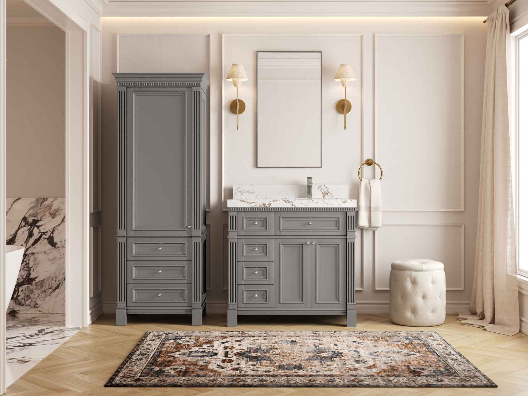 Paris 36 in. W x 22 in. D Right Offset Sink Bathroom Vanity - Willow Bath and Vanity