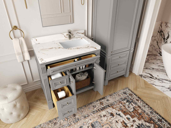 Paris 36 in. W x 22 in. D Right Offset Sink Bathroom Vanity - photo 3
