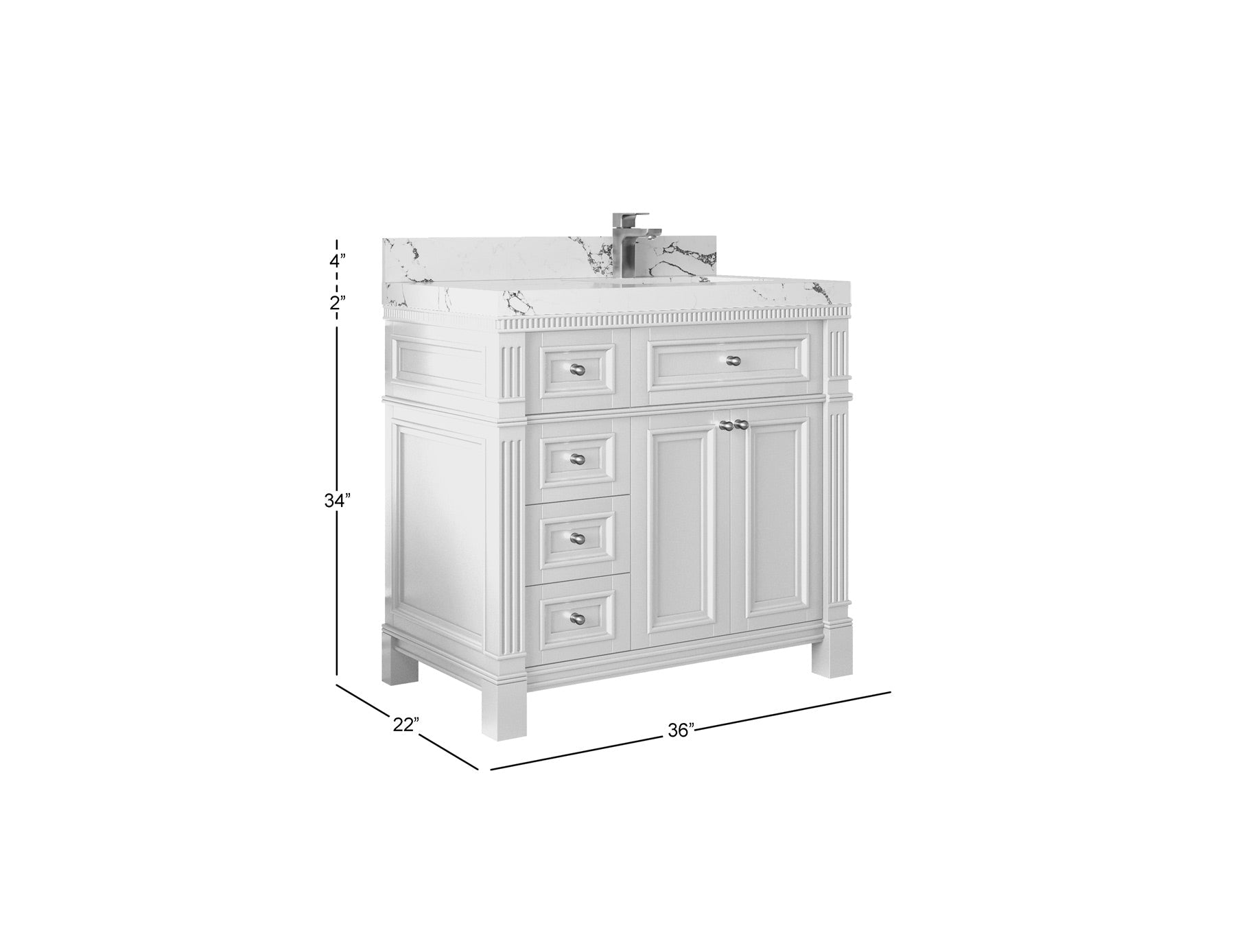 Paris 36 in. W x 22 in. D Right Offset Sink Bathroom Vanity - Willow Bath and Vanity