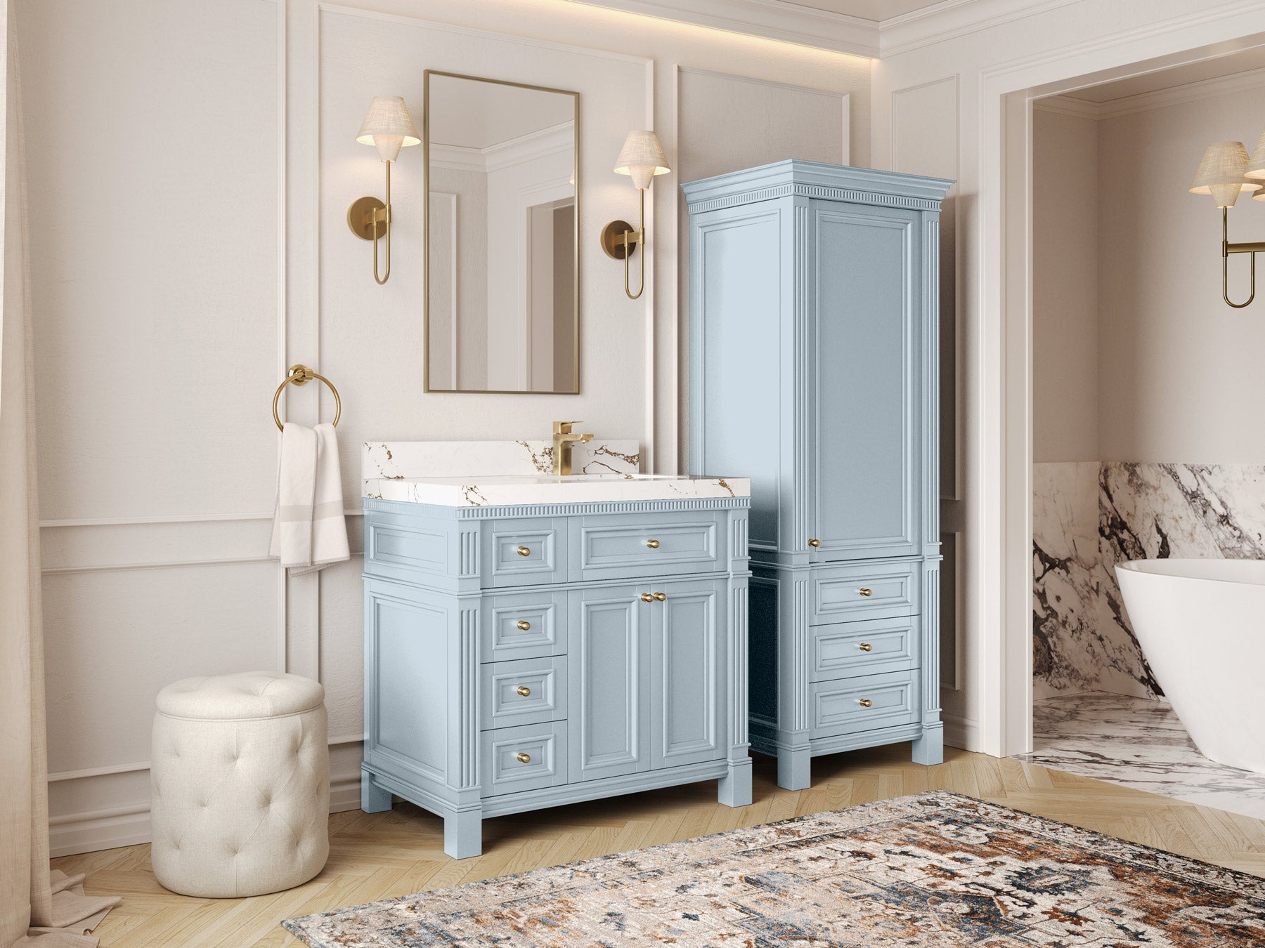Paris 36 in. W x 22 in. D Right Offset Sink Bathroom Vanity - Willow Bath and Vanity