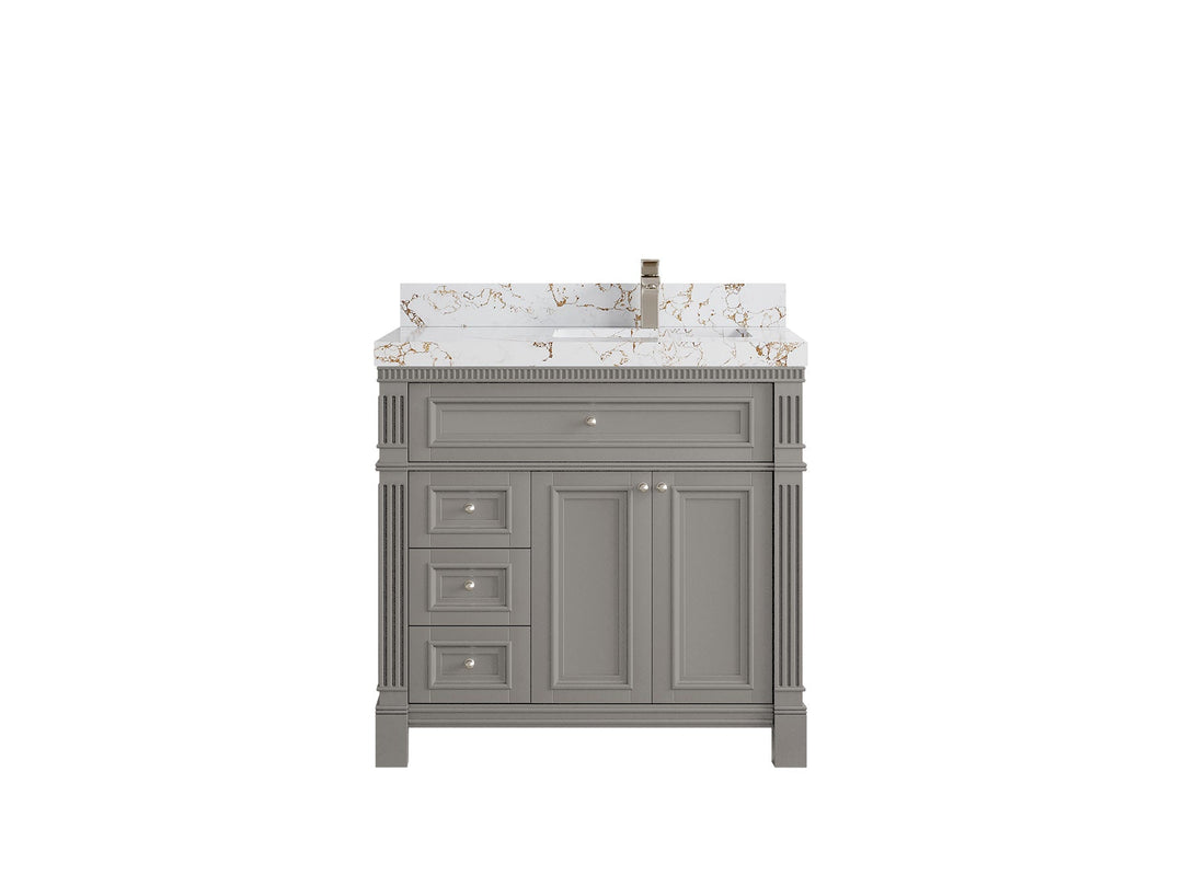 Paris 36 in. W x 22 in. D Right Offset Sink Bathroom Vanity - Willow Bath and Vanity