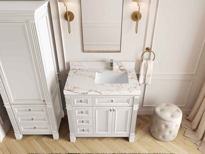 Paris 36 in. W x 22 in. D Right Offset Sink Bathroom Vanity - Willow Bath and Vanity