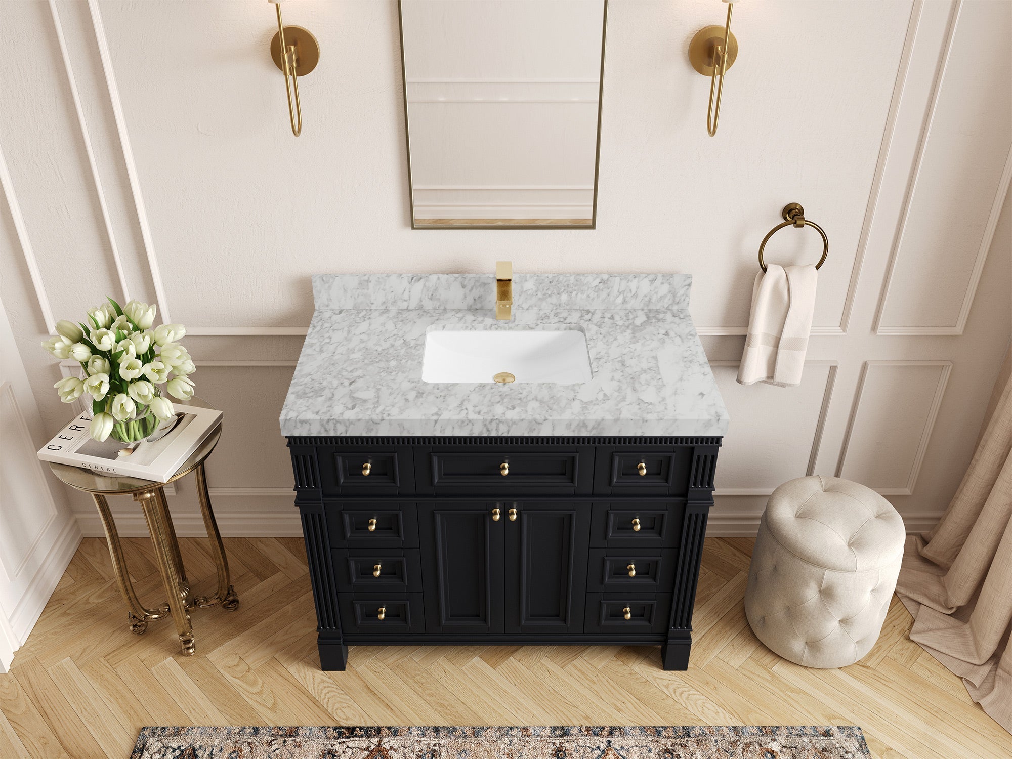 Paris 42 in. W x 22 in. D Single Sink Bathroom Vanity - Willow Bath and Vanity