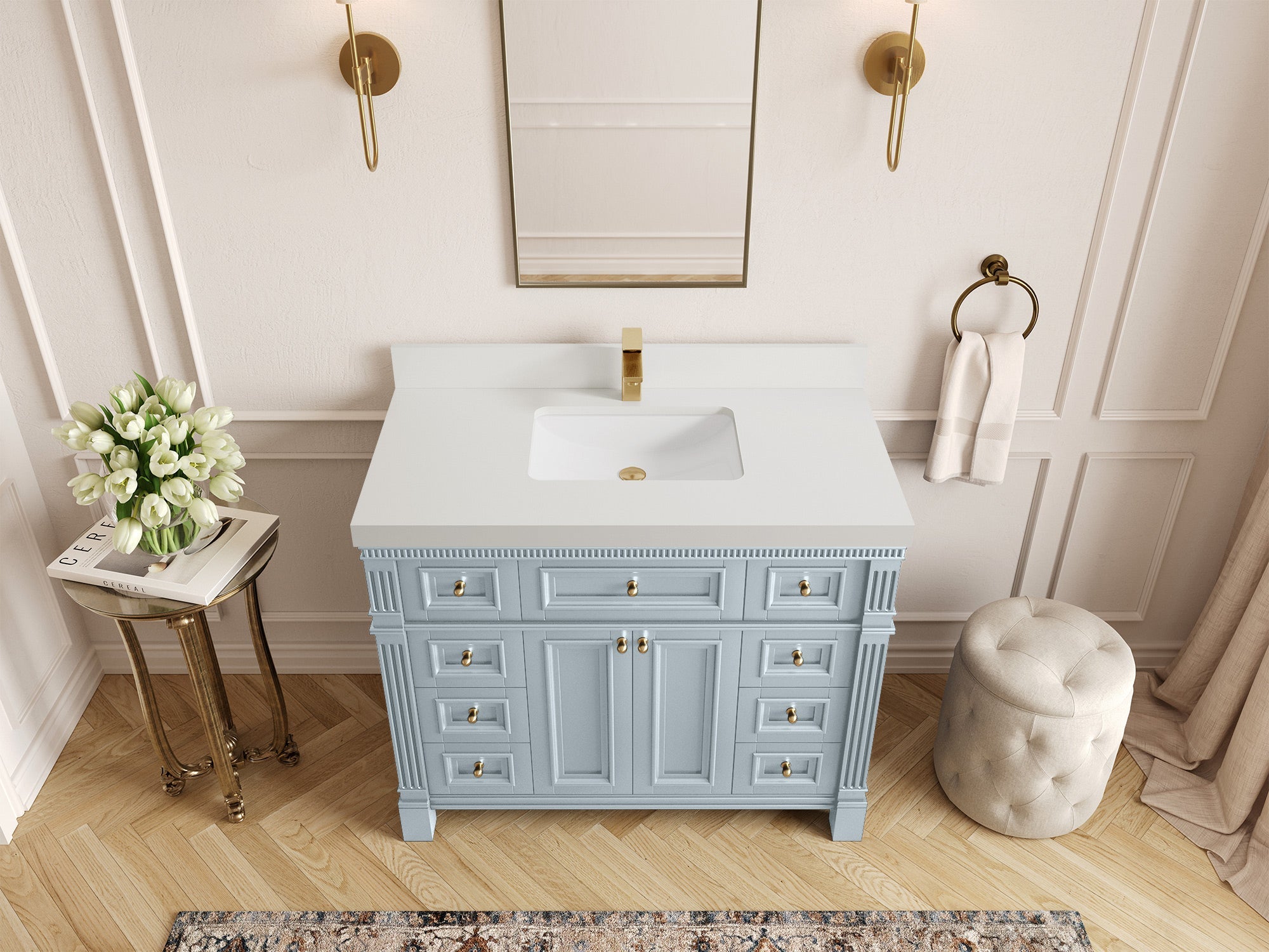 Paris 42 in. W x 22 in. D Single Sink Bathroom Vanity - Willow Bath and Vanity
