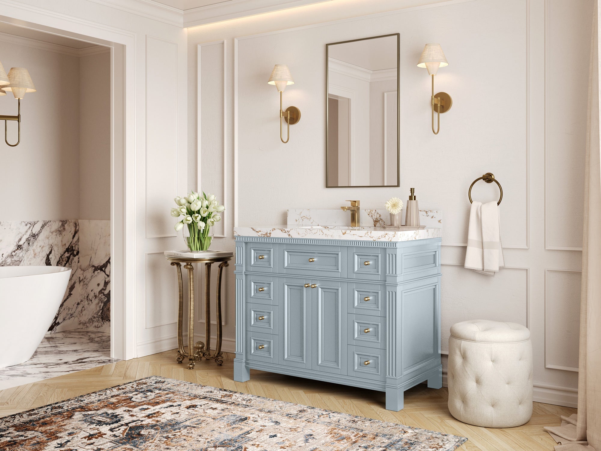 Paris 42 in. W x 22 in. D Single Sink Bathroom Vanity - Willow Bath and Vanity