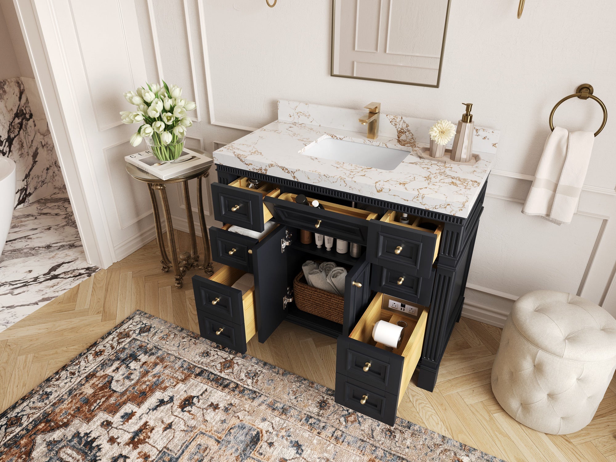 Paris 42 in. W x 22 in. D Single Sink Bathroom Vanity - Willow Bath and Vanity