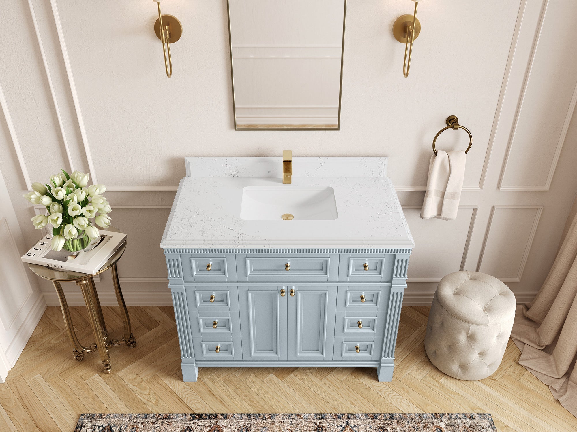 Paris 42 in. W x 22 in. D Single Sink Bathroom Vanity - Willow Bath and Vanity