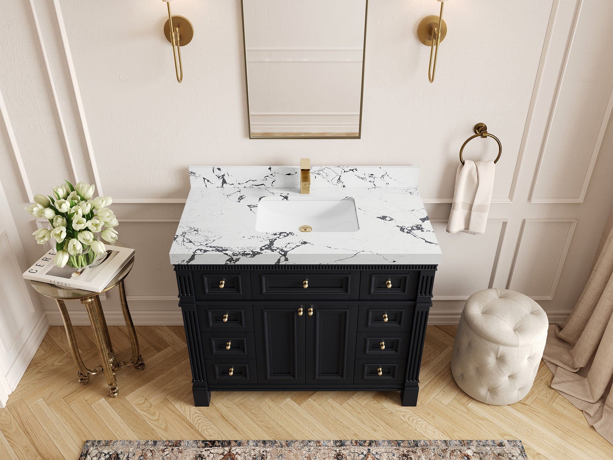 Paris 42 in. W x 22 in. D Single Sink Bathroom Vanity - Willow Bath and Vanity