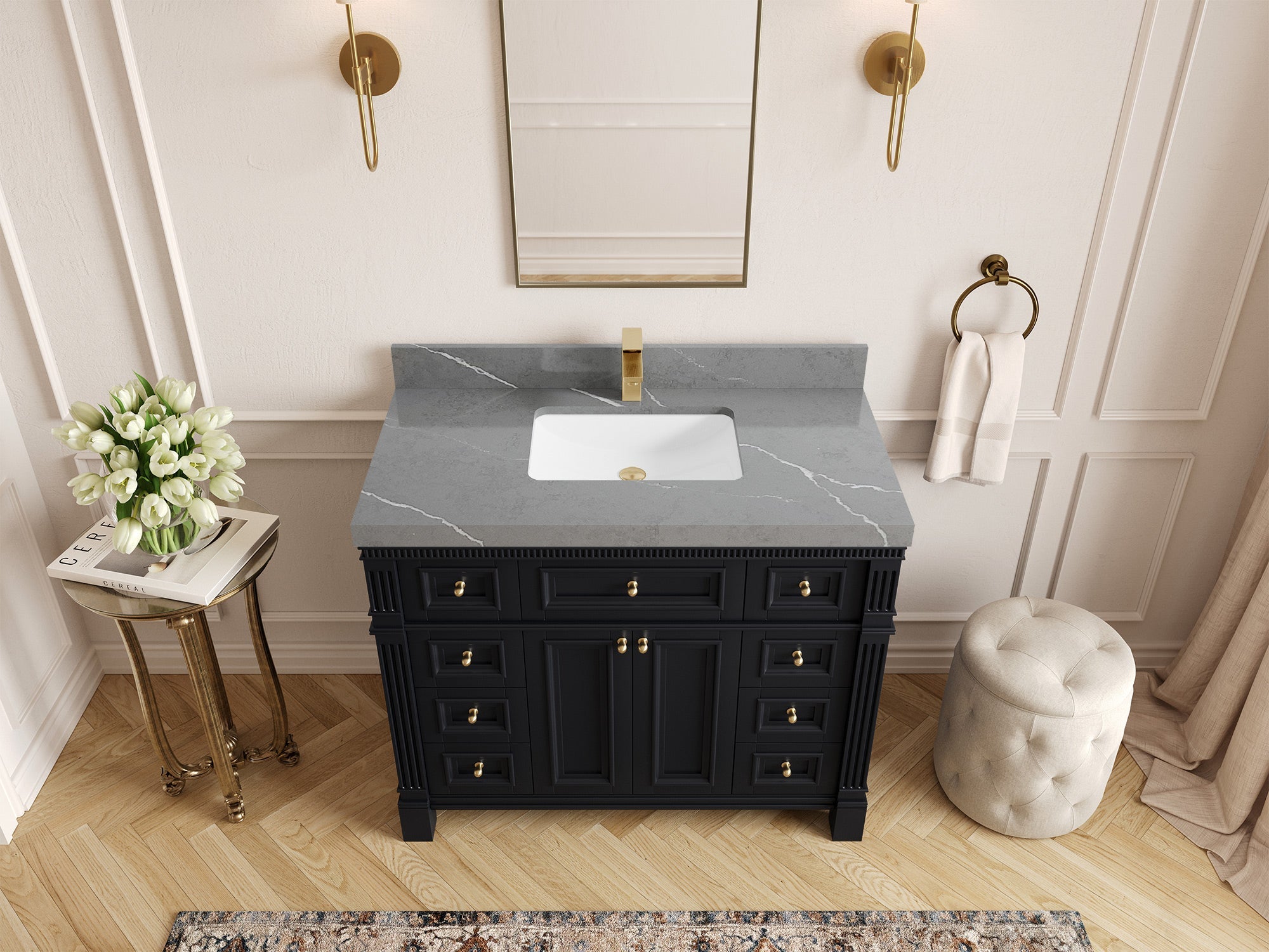 Paris 42 in. W x 22 in. D Single Sink Bathroom Vanity - Willow Bath and Vanity