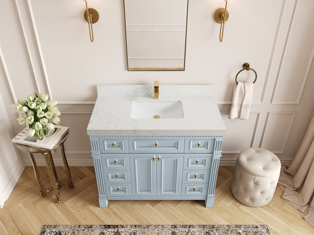 Paris 42 in. W x 22 in. D Single Sink Bathroom Vanity - Willow Bath and Vanity