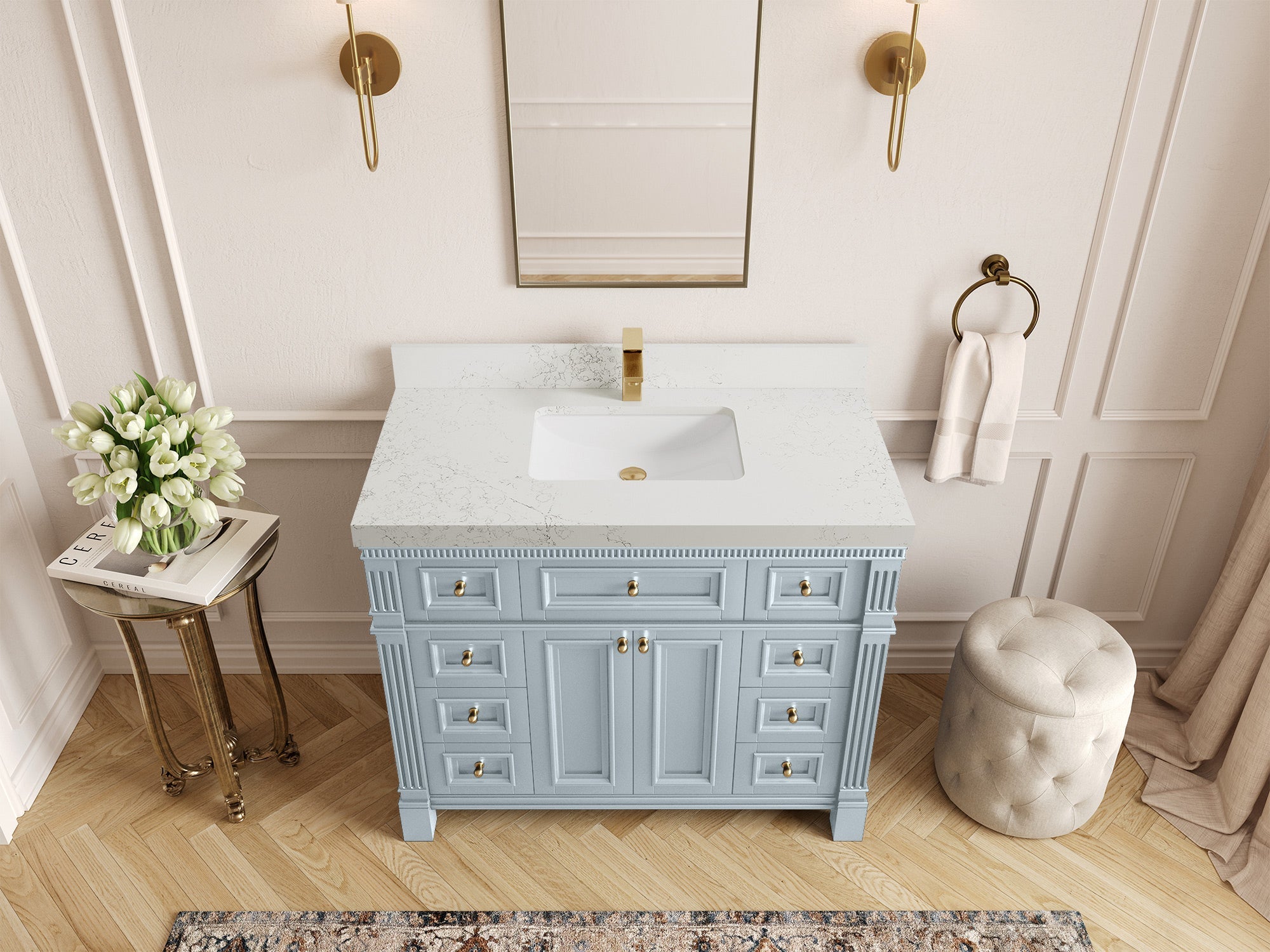 Paris 42 in. W x 22 in. D Single Sink Bathroom Vanity - Willow Bath and Vanity