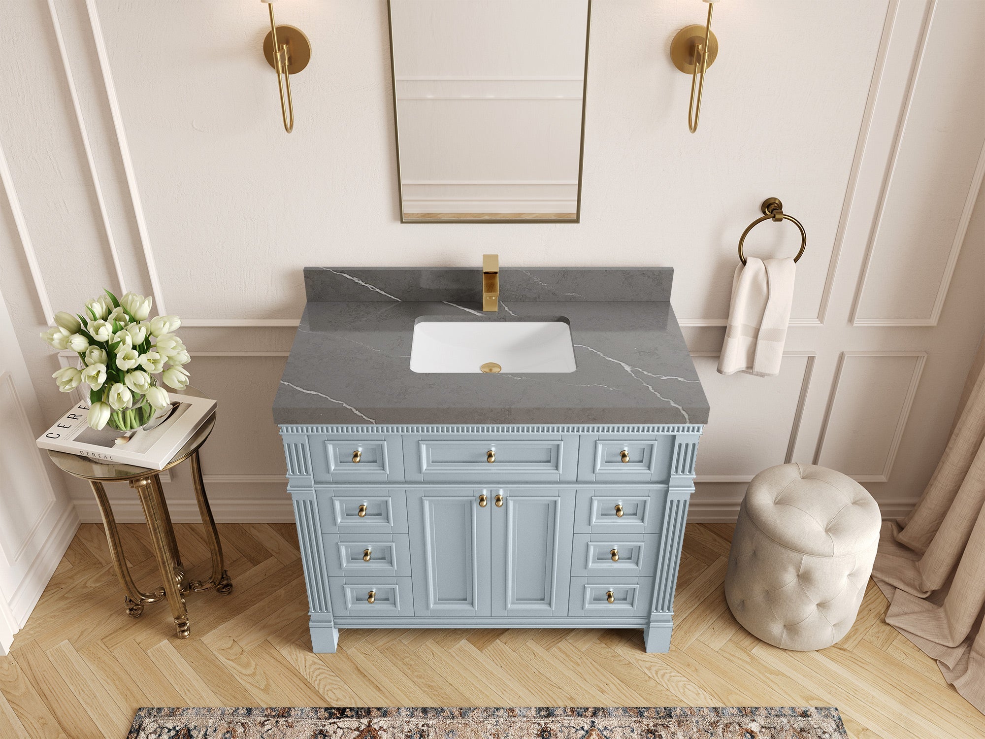 Paris 42 in. W x 22 in. D Single Sink Bathroom Vanity - Willow Bath and Vanity