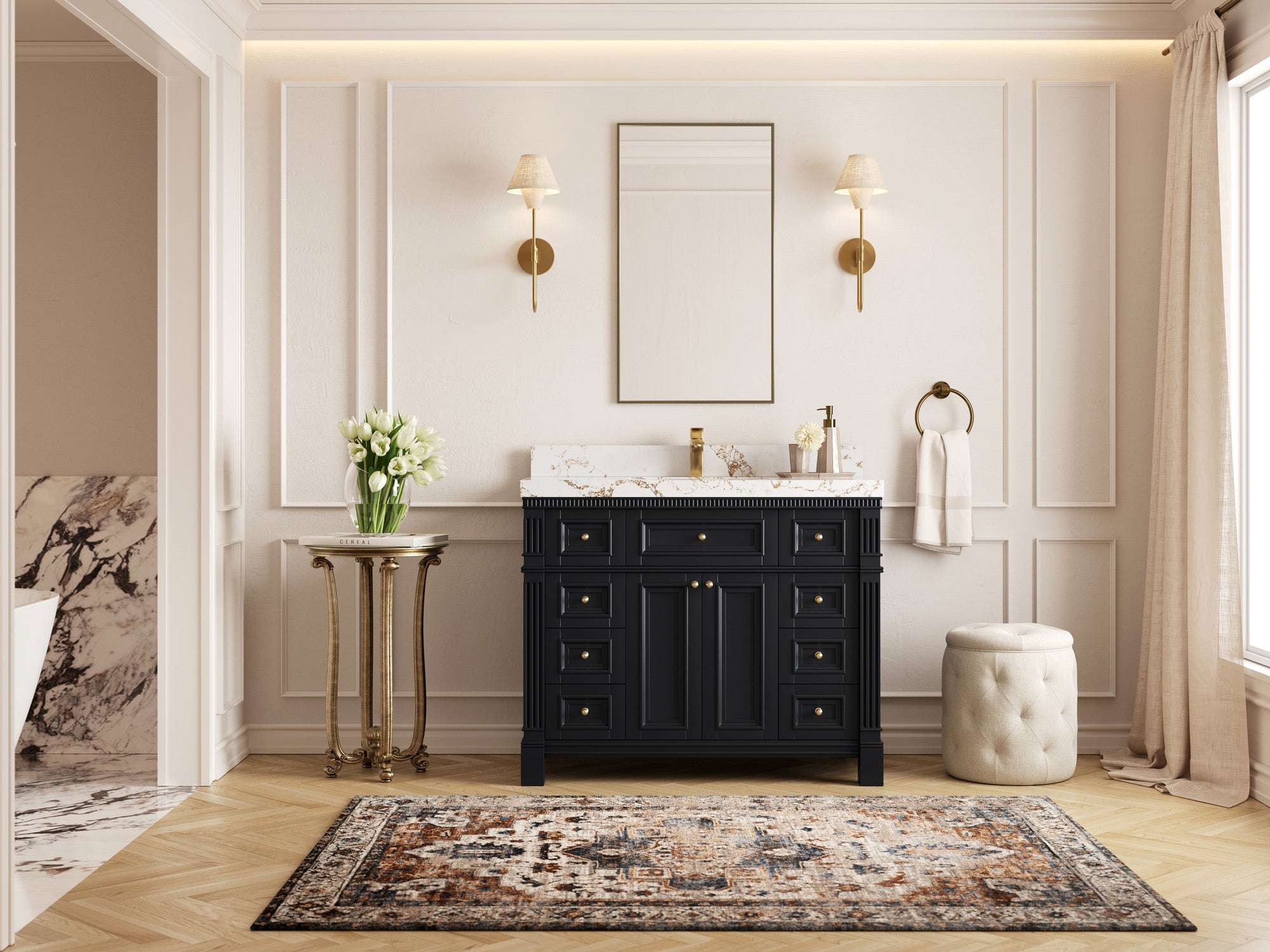 Paris 42 in. W x 22 in. D Single Sink Bathroom Vanity - Willow Bath and Vanity