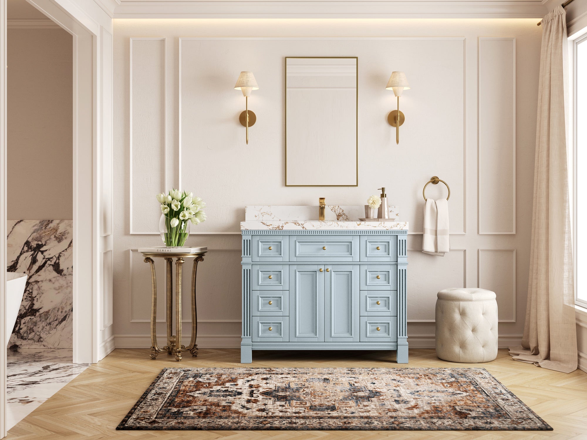 Paris 42 in. W x 22 in. D Single Sink Bathroom Vanity - Willow Bath and Vanity