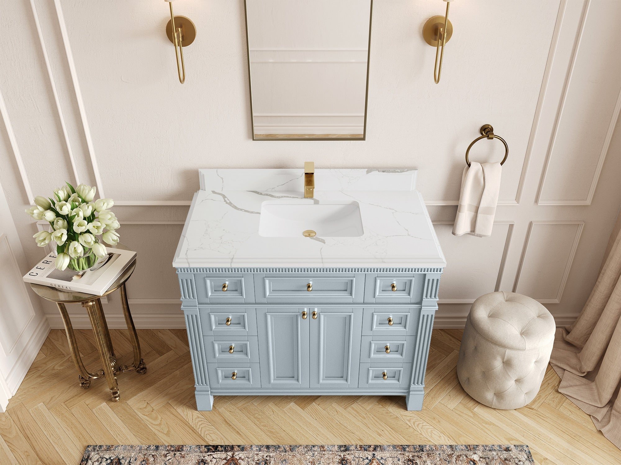 Paris 42 in. W x 22 in. D Single Sink Bathroom Vanity - Willow Bath and Vanity