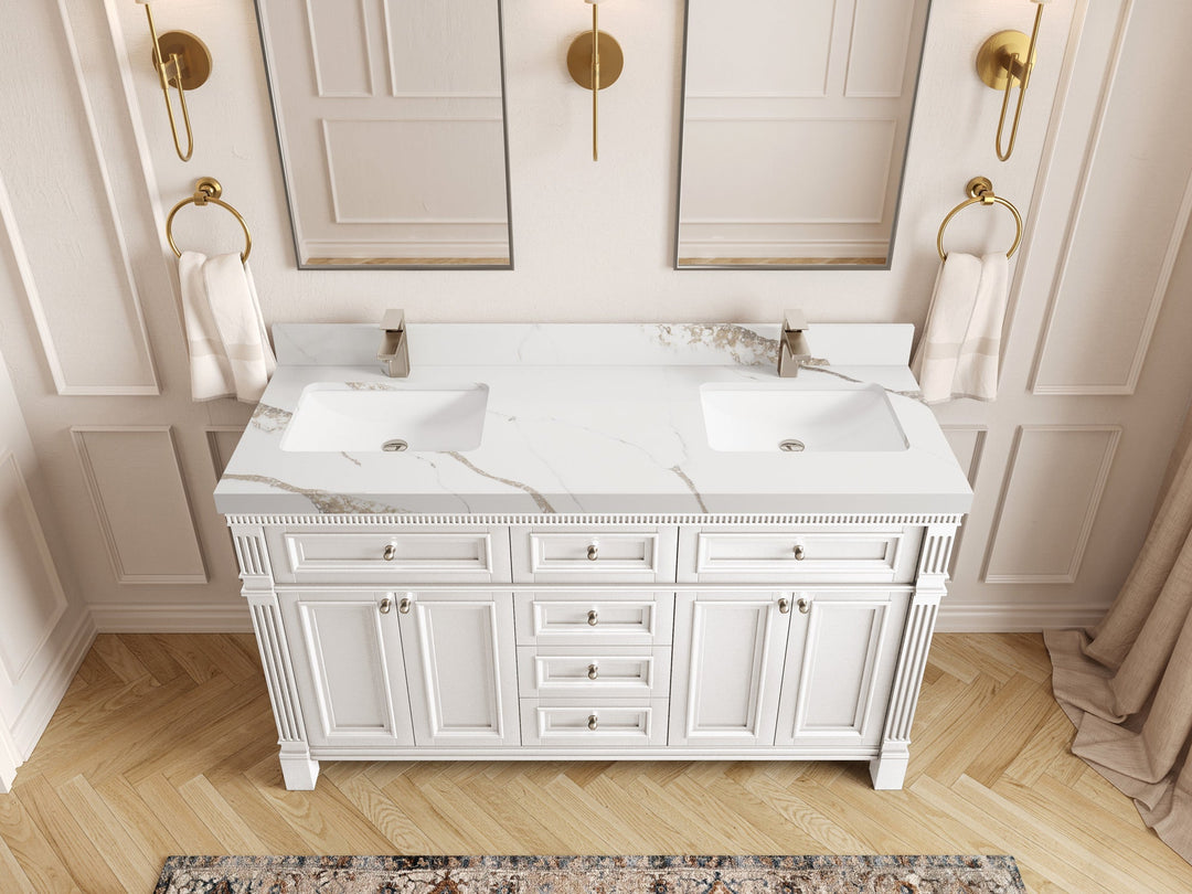Paris 60 in. W x 22 in. D Double Sink Bathroom Vanity - Willow Bath and Vanity