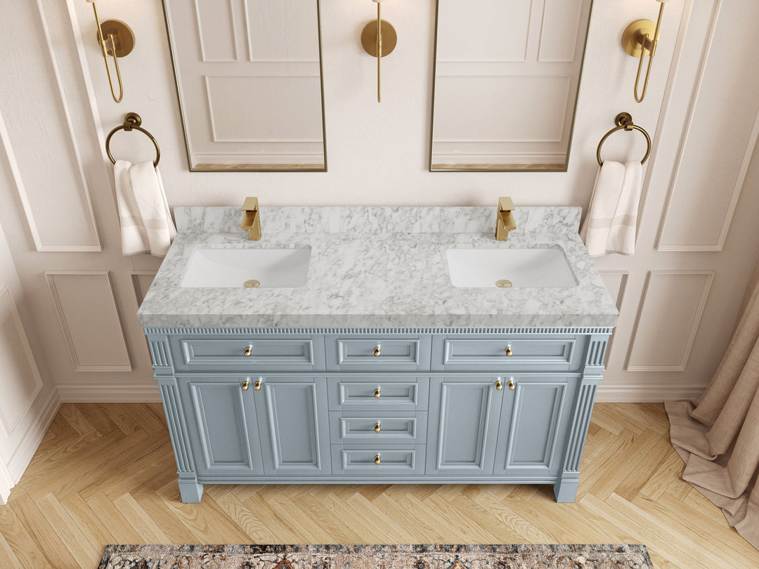 Paris 60 in. W x 22 in. D Double Sink Bathroom Vanity - Willow Bath and Vanity