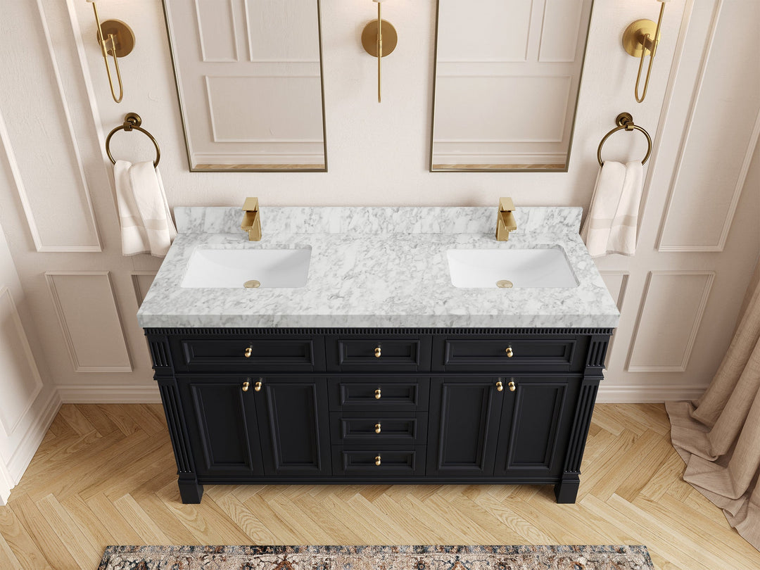 Paris 60 in. W x 22 in. D Double Sink Bathroom Vanity - Willow Bath and Vanity