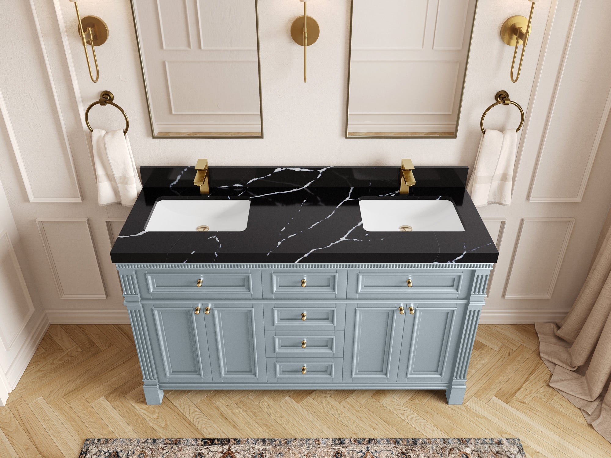 Paris 60 in. W x 22 in. D Double Sink Bathroom Vanity - Willow Bath and Vanity