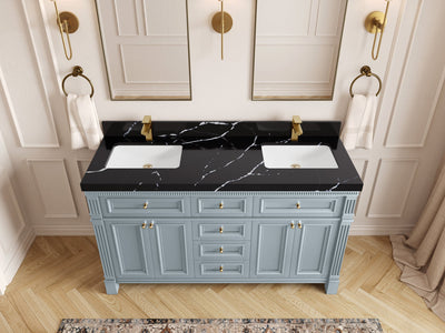 Paris 60 in. W x 22 in. D Double Sink Bathroom Vanity - Willow Bath and Vanity