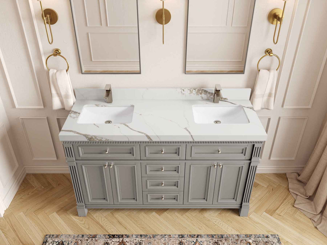 Paris 60 in. W x 22 in. D Double Sink Bathroom Vanity - Willow Bath and Vanity