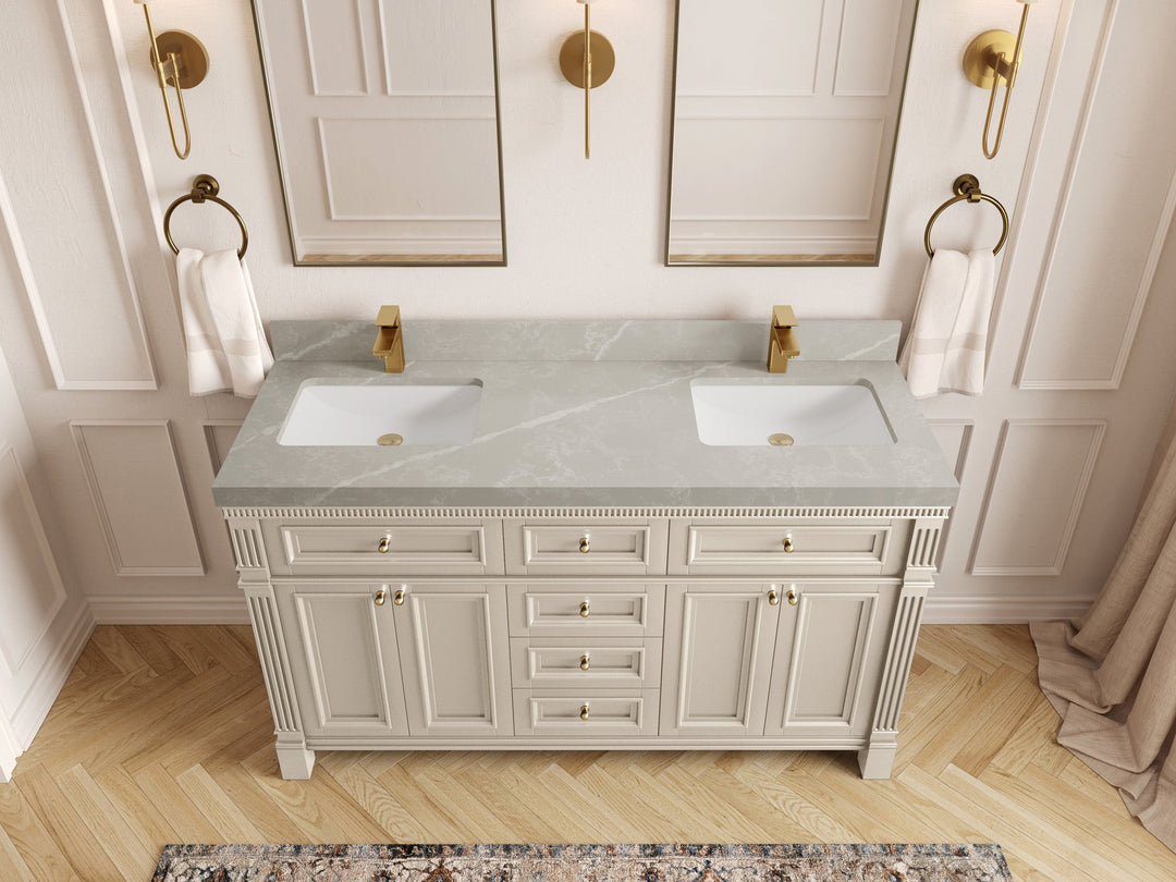 Paris 60 in. W x 22 in. D Double Sink Bathroom Vanity - Willow Bath and Vanity