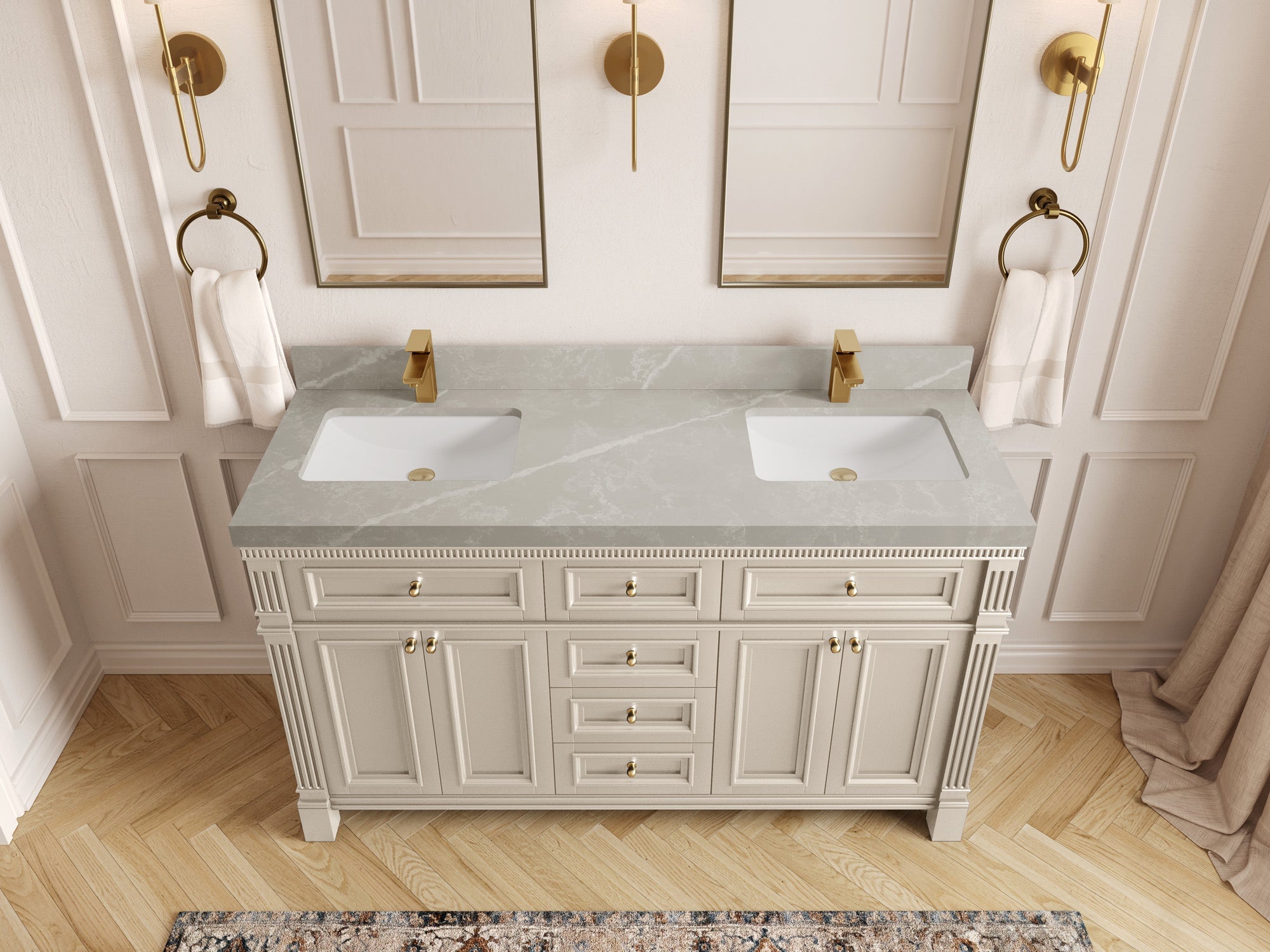 Paris 60 in. W x 22 in. D Double Sink Bathroom Vanity - Willow Bath and Vanity