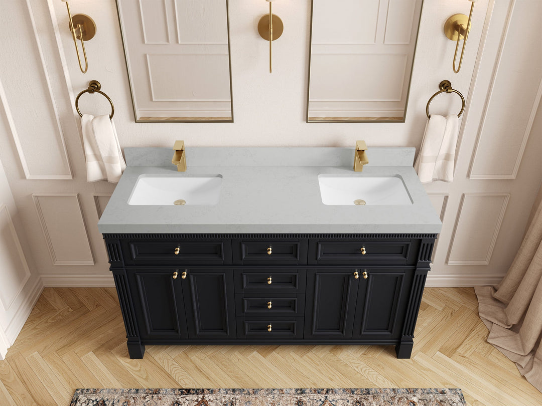 Paris 60 in. W x 22 in. D Double Sink Bathroom Vanity - Willow Bath and Vanity