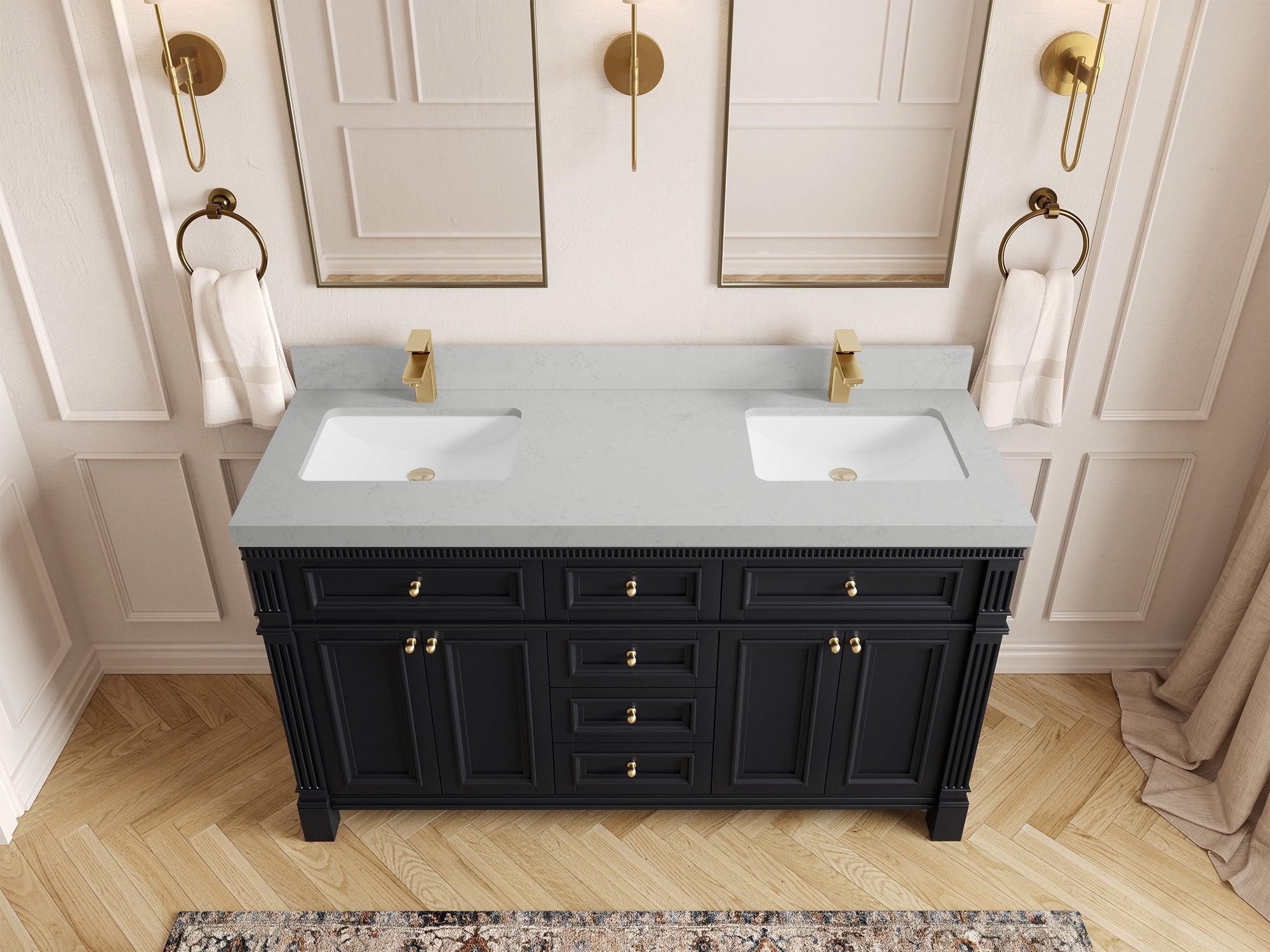 Paris 60 in. W x 22 in. D Double Sink Bathroom Vanity - Willow Bath and Vanity