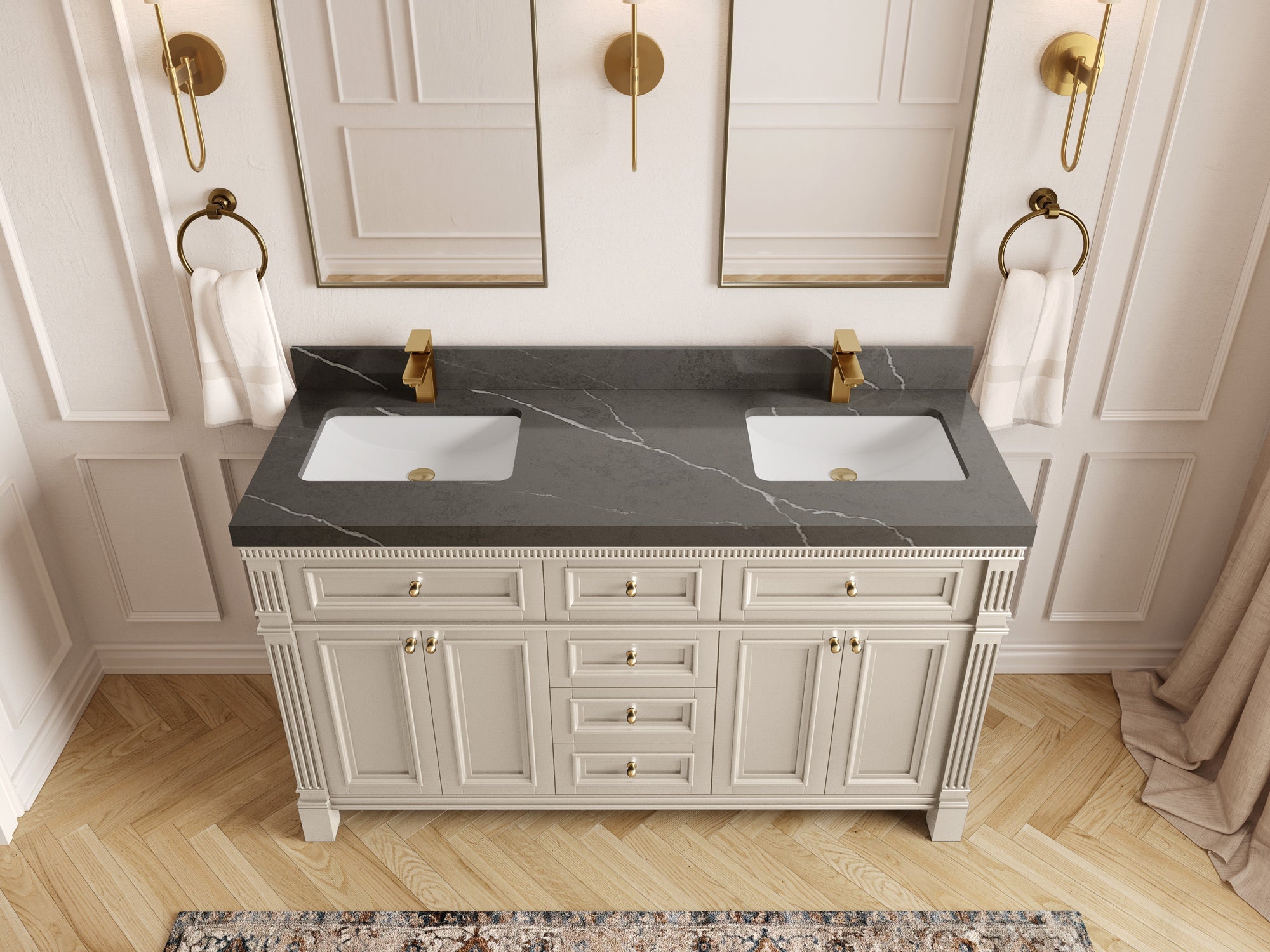 Paris 60 in. W x 22 in. D Double Sink Bathroom Vanity - Willow Bath and Vanity