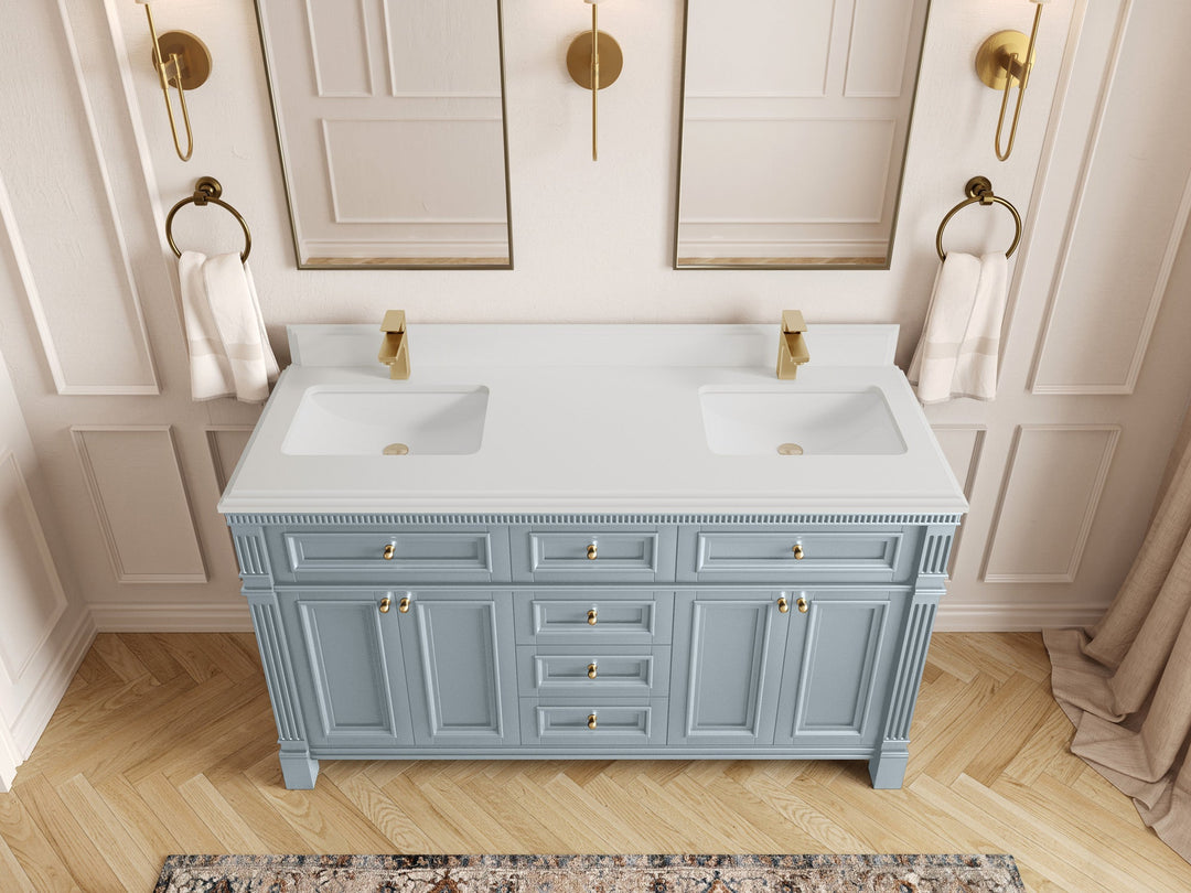 Paris 60 in. W x 22 in. D Double Sink Bathroom Vanity - Willow Bath and Vanity