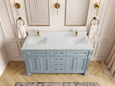Paris 60 in. W x 22 in. D Double Sink Bathroom Vanity - Willow Bath and Vanity