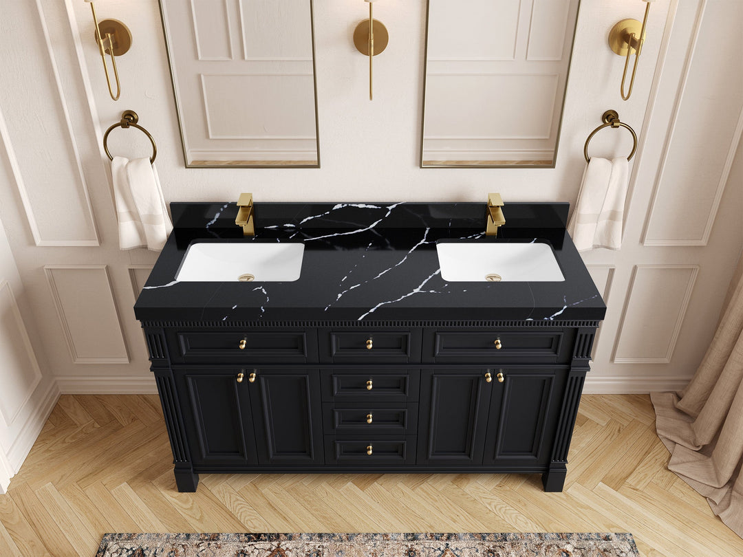 Paris 60 in. W x 22 in. D Double Sink Bathroom Vanity - Willow Bath and Vanity