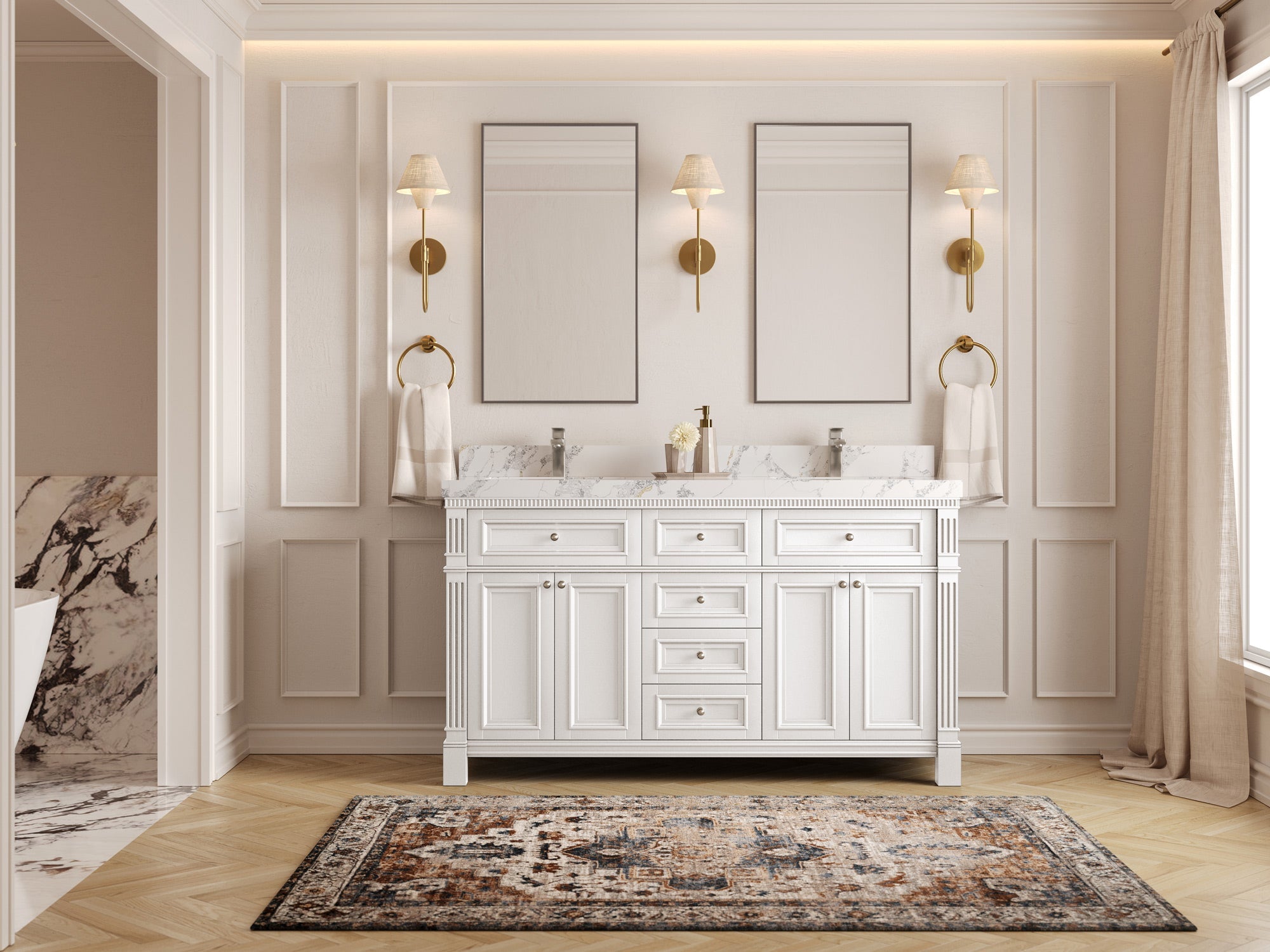 Paris 60 in. W x 22 in. D Double Sink Bathroom Vanity - Willow Bath and Vanity