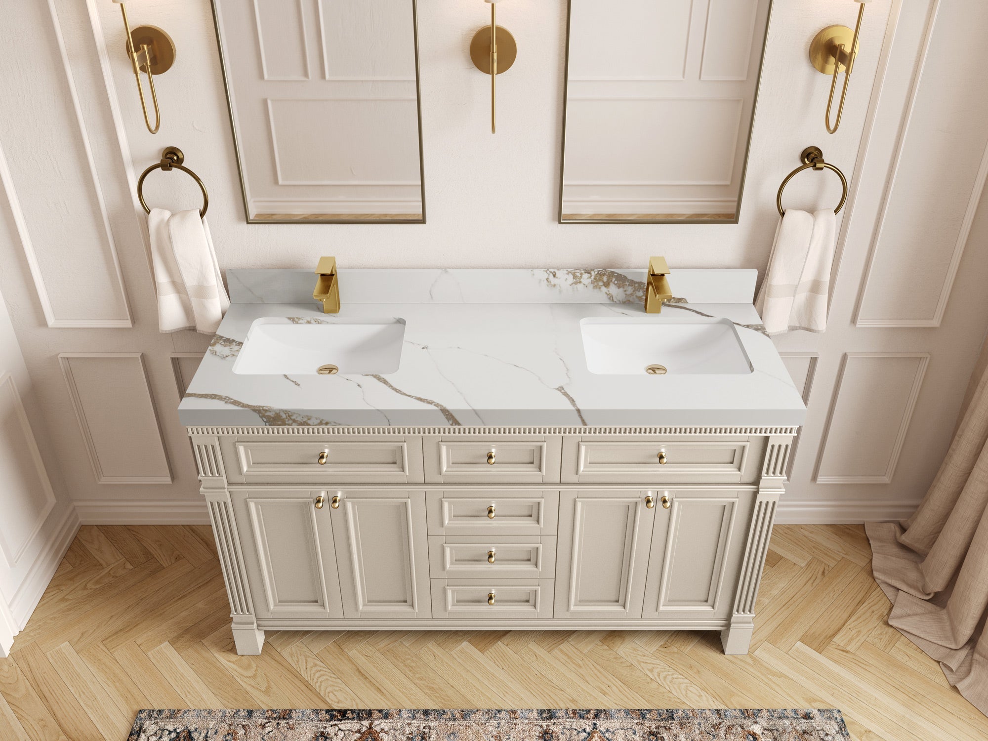 Paris 60 in. W x 22 in. D Double Sink Bathroom Vanity - Willow Bath and Vanity