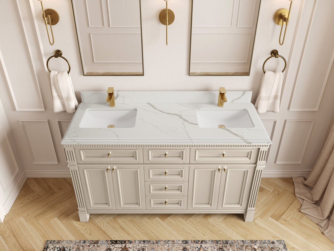 Paris 60 in. W x 22 in. D Double Sink Bathroom Vanity - Willow Bath and Vanity