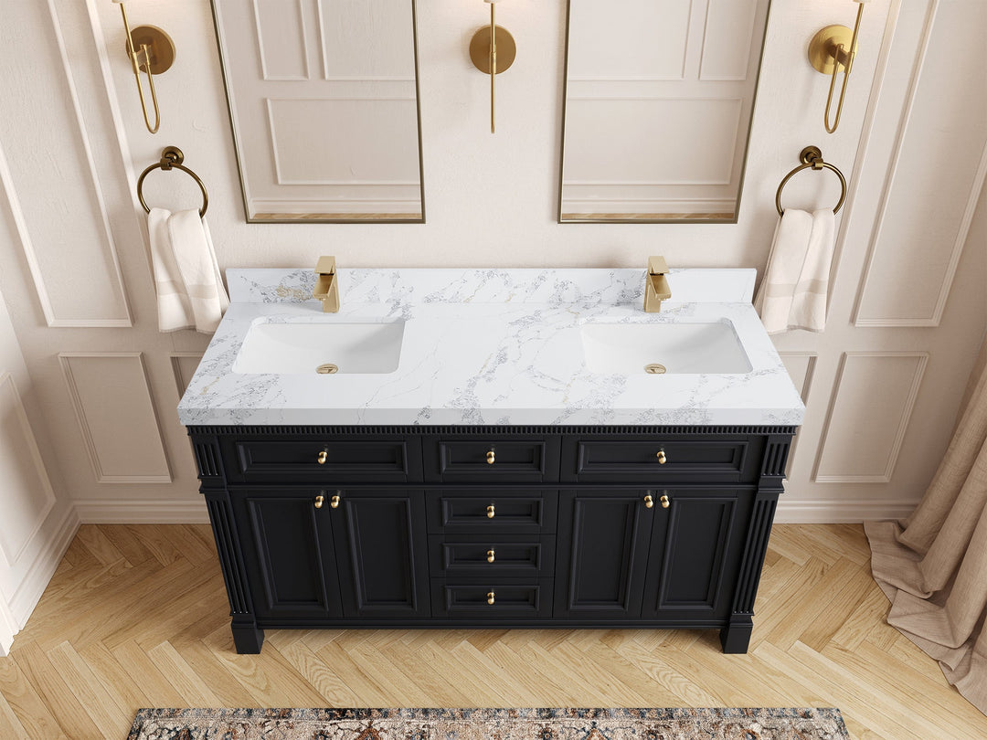 Paris 60 in. W x 22 in. D Double Sink Bathroom Vanity - Willow Bath and Vanity