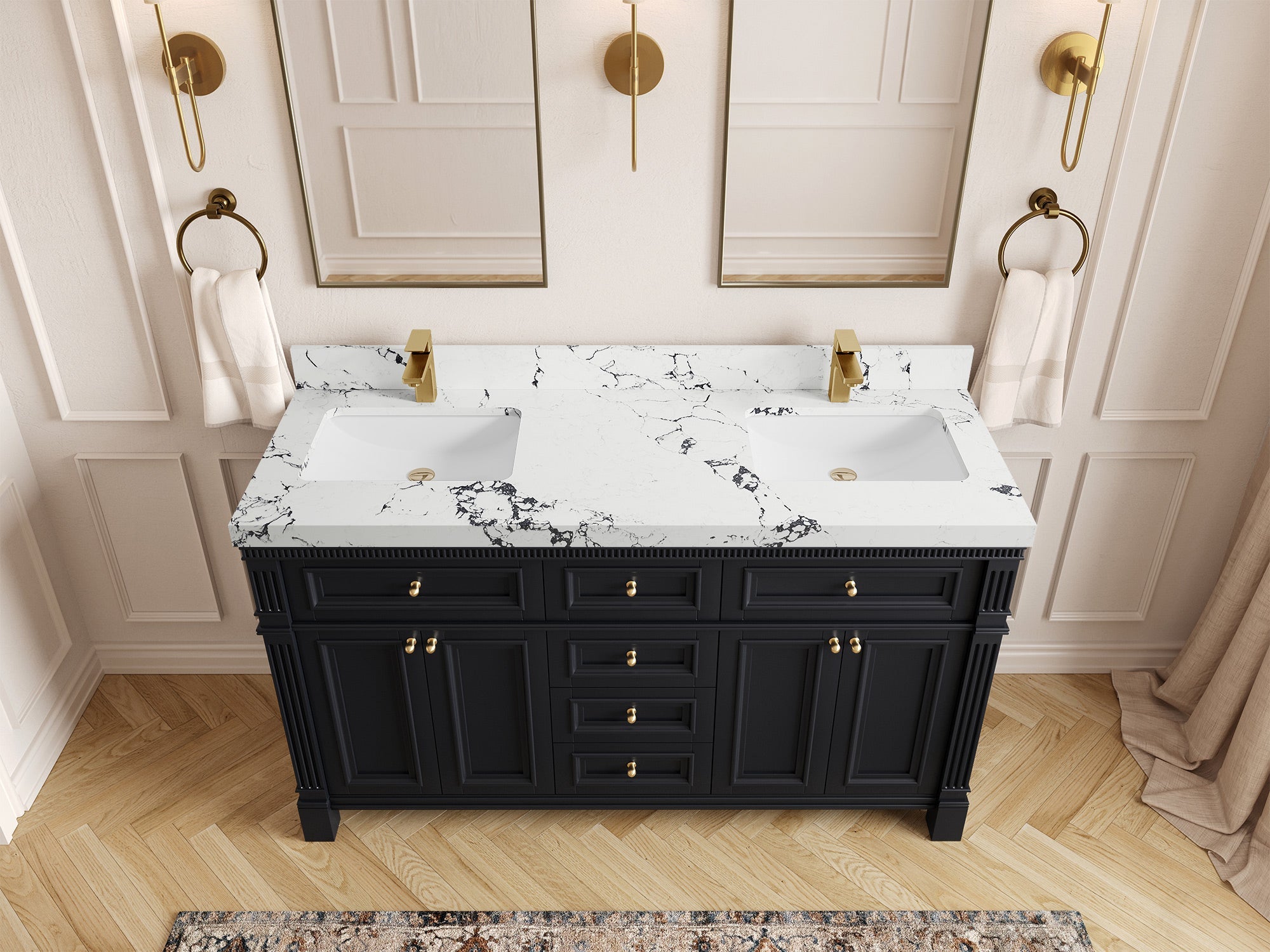 Paris 60 in. W x 22 in. D Double Sink Bathroom Vanity - Willow Bath and Vanity