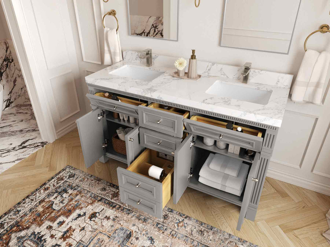 Paris 60 in. W x 22 in. D Double Sink Bathroom Vanity - Willow Bath and Vanity